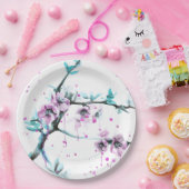 Elegante Frühlingsblüte Rosa Blütenfarbe Pappteller (Party)