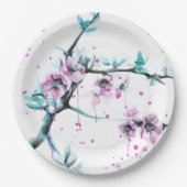 Elegante Frühlingsblüte Rosa Blütenfarbe Pappteller (Vorderseite)