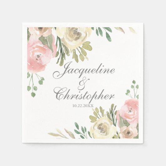 Elegante Frühlingsblütenblüte Pink Peony Wedding Serviette (Vorderseite)