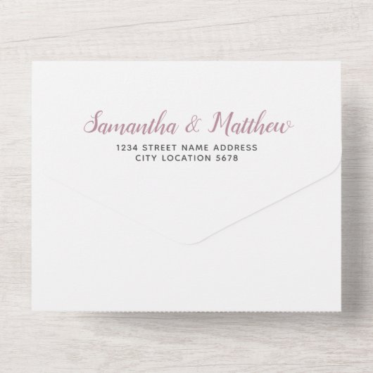 Elegante Frühlingsblütenhochzeit All In One Einladung (Rückseite)