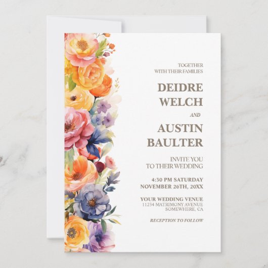 Elegante Frühlingsblütenhochzeit Einladung (Vorderseite)