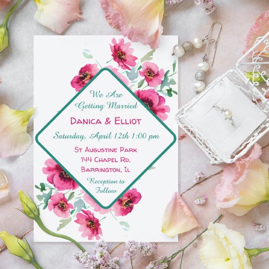 Elegante Frühlingsblütenhochzeit Einladung