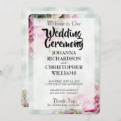 Elegante Frühlingsblütenpink Rosen & Peonies Hochz Programm (Vorne/Hinten)