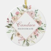 Elegante Frühlingsblütenrot Rosa Peony Bridesmaid Keramik Ornament (Vorne)