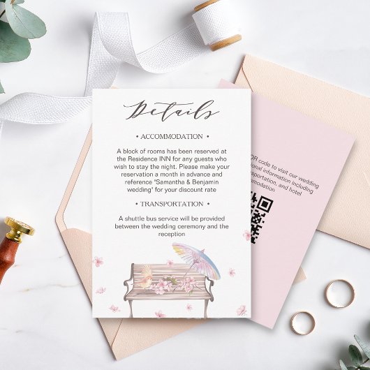 Elegante Frühlingsdetails zur Hochzeit der Blume Begleitkarte