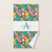 Elegante Frühlingsfarben Tulpen Handtuch Set (Handtuch)
