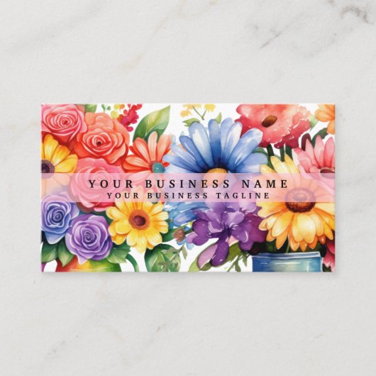 Elegante Frühlingsfarbene Blume Business Cards Visitenkarte (Vorderseite)