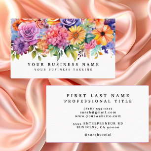 Elegante Frühlingsfarbene Blume Business Cards Visitenkarte