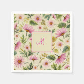 Elegante Frühlingsfloral mit Monogramm Serviette (Vorderseite)