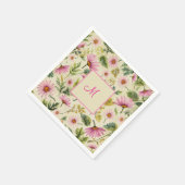 Elegante Frühlingsfloral mit Monogramm Serviette (Ecke)