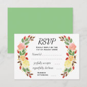 Elegante Frühlingsflorale Wasserfarben - Kranz RSVP Karte (Vorne/Hinten)
