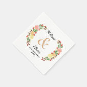 Elegante Frühlingsflorale Wasserfarben - Kranz Serviette (Ecke)