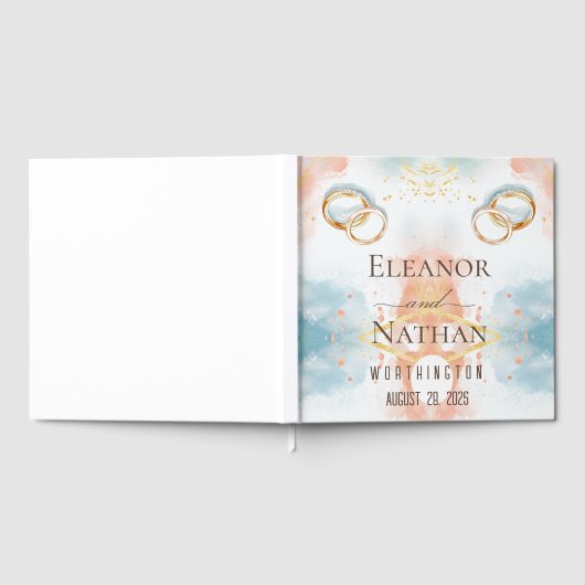 elegante Frühlingsgoldringe Hochzeit Gästebuch (Voll)