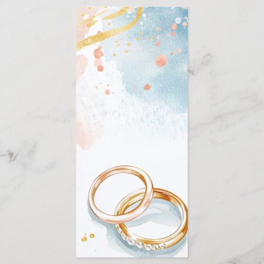 elegante Frühlingsgoldringe Hochzeit Menükarte (Rückseite)