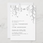 Elegante Frühlingshöhe und Vogel Einladung (Vorderseite)