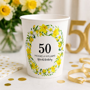 Elegante Frühlingsnarzissen-Blumen-50. Geburtstags Pappbecher