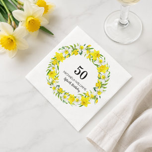 Elegante Frühlingsnarzissen Floral 50. Geburtstag Serviette