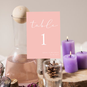 Elegante Frühlingspastel Rosa Hochzeit Tischnummer