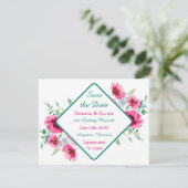 Elegante Frühlingsrosa Blumenhochzeit retten das D Einladung (Stehend Vorderseite)