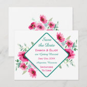 Elegante Frühlingsrosa Blumenhochzeit retten das D Einladung (Vorne/Hinten)