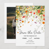 Elegante Frühlingsstipps-Wildblumen Save The Date (Vorne/Hinten)