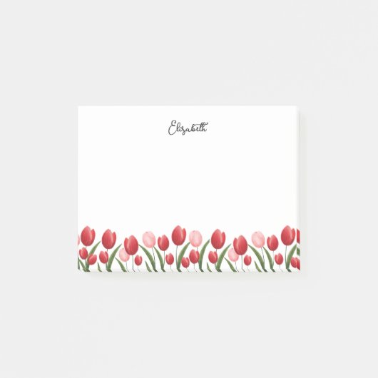 Elegante Frühlingstracht Blume Tulip Rosa und Rot Post-it Klebezettel (Vorderseite)