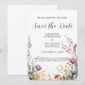 Elegante Frühlingswildblumen-Hochzeit - Save the D Date (Vorne/Hinten)