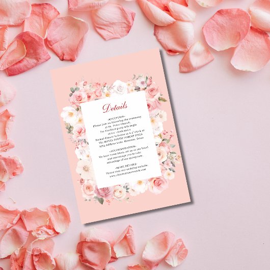 Elegante Frühlingszeit Rose Blush Pink Frame Weddi Begleitkarte