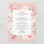 Elegante Frühlingszeit Rose Blush Pink Frame Weddi Menükarte (Vorderseite)