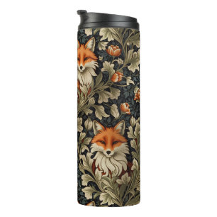 Elegante Füchse William Morris Inspiriertes Muster Thermosbecher