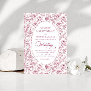 Elegante Fuchsia Dusty Pink Toile Rosen Hochzeit Einladung