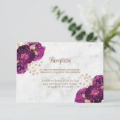 Elegante Fuchsia Floral Gold Wedding Begleitkarte (Stehend Vorderseite)