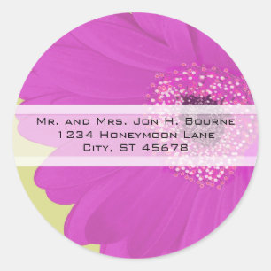 Elegante Fuchsia Gerber Daisy Hochzeitsaufkleber Runder Aufkleber