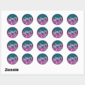 Elegante Fuchsia Hot Pink Aquamarin Blue Stickers (Blatt)