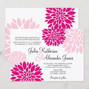 Elegante Fuchsia Pink Blush Bloral Burst Hochzeit Einladung