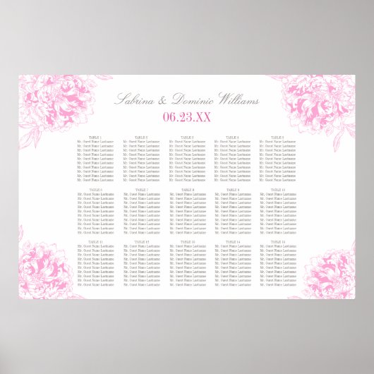 Elegante Fuchsia Pink Blütenpferde Rücksendeadress Poster (Vorne)