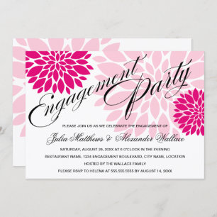 Elegante Fuchsia Pink Floral Burst Engagement Part Einladung