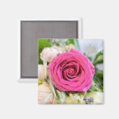 Elegante Fuchsia Pink Garden Rose Blume Magnet (Vorderseite/Rückseite)