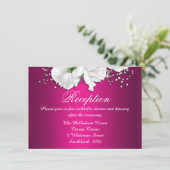 Elegante Fuchsia Pink Hochzeitsempfehlung Begleitkarte (Stehend Vorderseite)