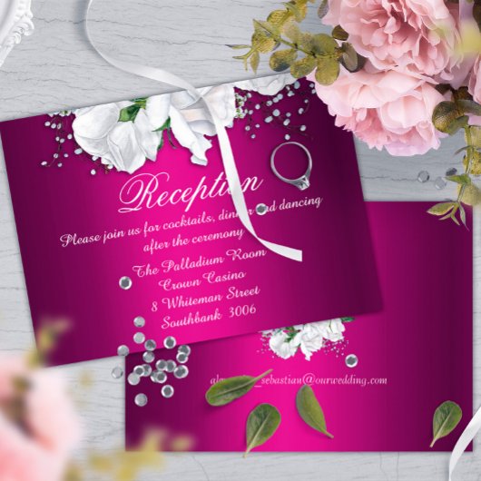 Elegante Fuchsia Pink Hochzeitsempfehlung Begleitkarte