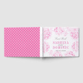 Elegante Fuchsia Pink und Gray Bloral Peony Weddin Gästebuch (Voll)