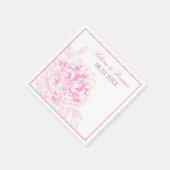 Elegante Fuchsia Pink und Gray Bloral Peony Weddin Serviette (Ecke)