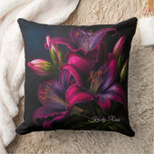 Elegante Fuchsia Red Burgundy Lily Blume Kissen (Decke)
