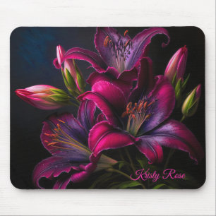 Elegante Fuchsia Red Burgundy Lily Blume Mousepad