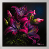 Elegante Fuchsia Red Burgundy Lily Blume Poster (Vorne)