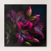 Elegante Fuchsia Red Burgundy Lily Blume Puzzle (Horizontal)
