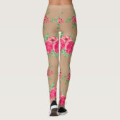 Elegante Fuchsia Rosa Blume Leggings (Rückseite)