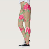 Elegante Fuchsia Rosa Blume Leggings (Links)