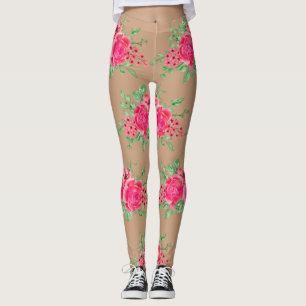 Elegante Fuchsia Rosa Blume Leggings