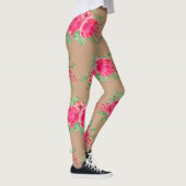 Elegante Fuchsia Rosa Blume Leggings (Rechts)